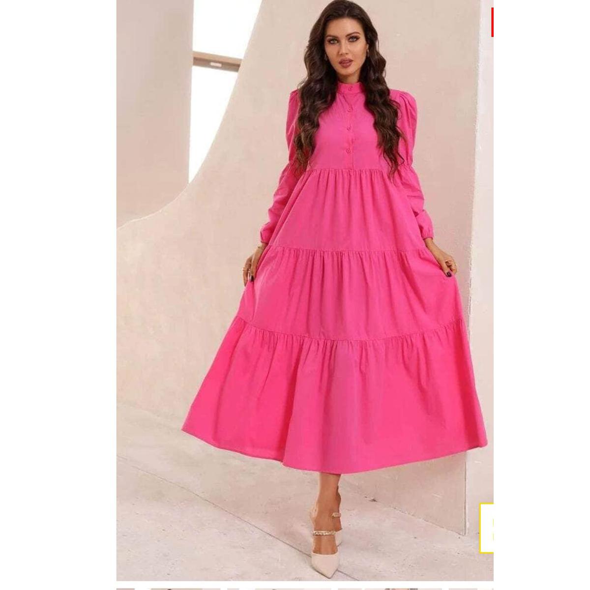 Pink Long Linen Maxi For Girls Premium Quality Stylish Maxi Dress Fashionable And Comfortable Wear Daraz.pk