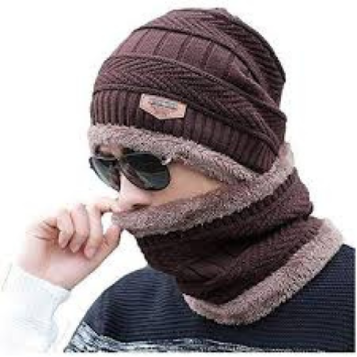 Stylish Winter Hats, Men And Women Hot Knitted Caps and Neck Warmer Mask 2 in 1 Scarf