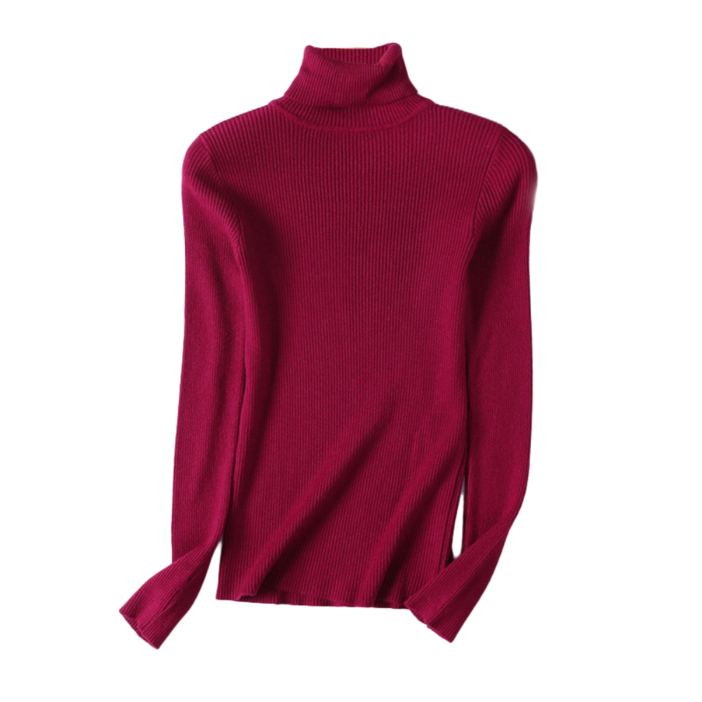 Men's High-Neck Turtleneck Sweater with Long Sleeves and Ribbed Texture