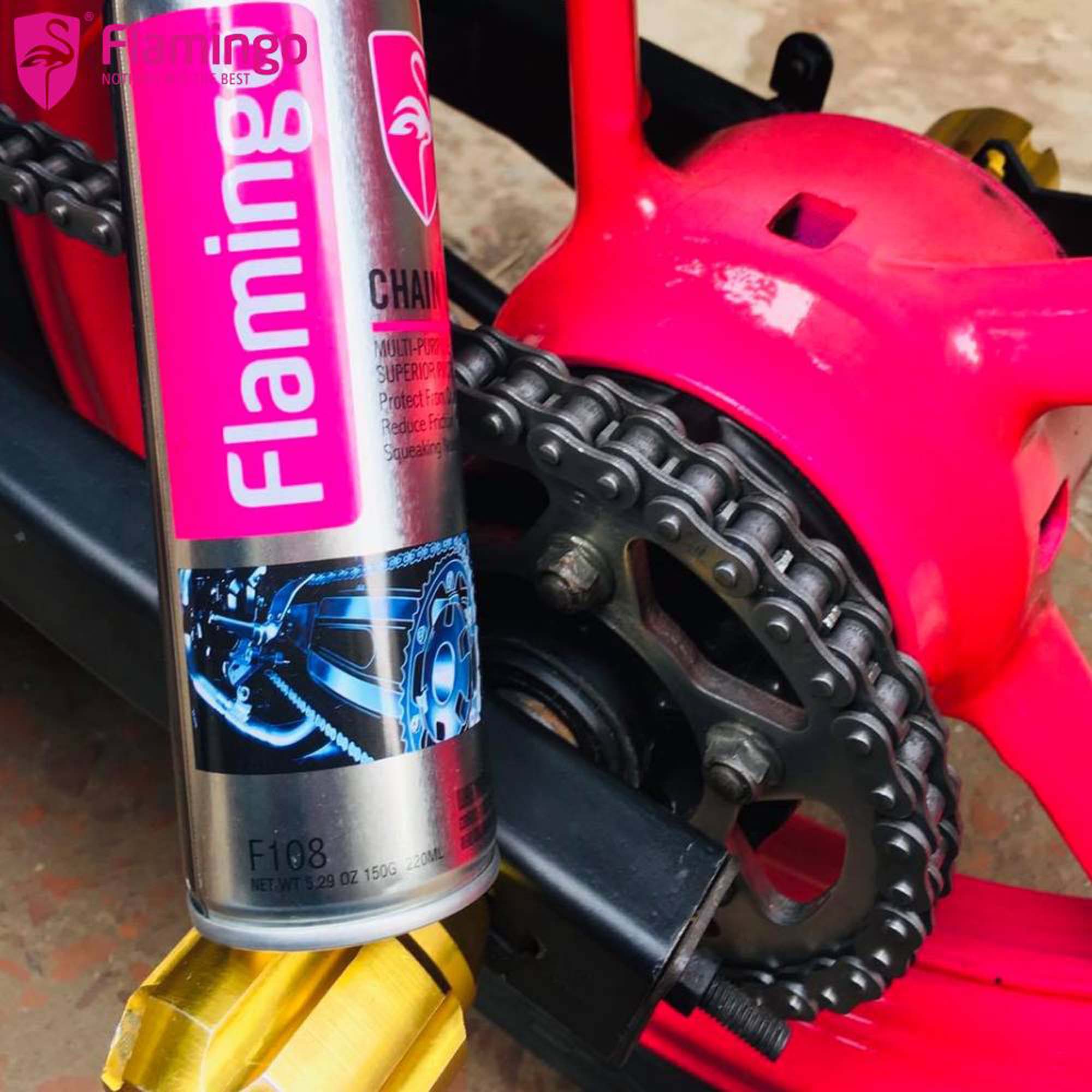Flamingo High-Quality Bike Chain Lube Spray - 220ml Multipurpose Motorcycle Chain Lubricant
