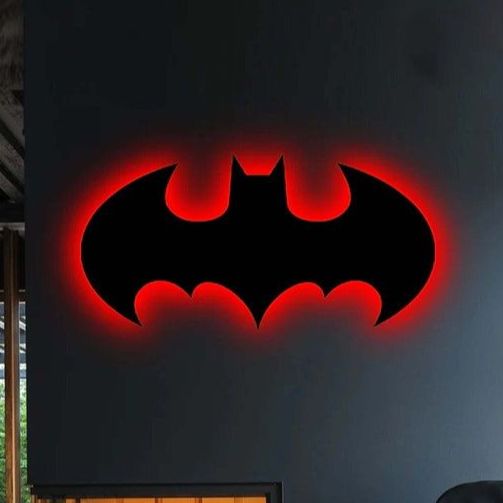 Batman LED Wall Light with Remote Control - Color Changing Modern Design for Boys' Rooms and Gaming Desks ( remote with only RGB Varient )