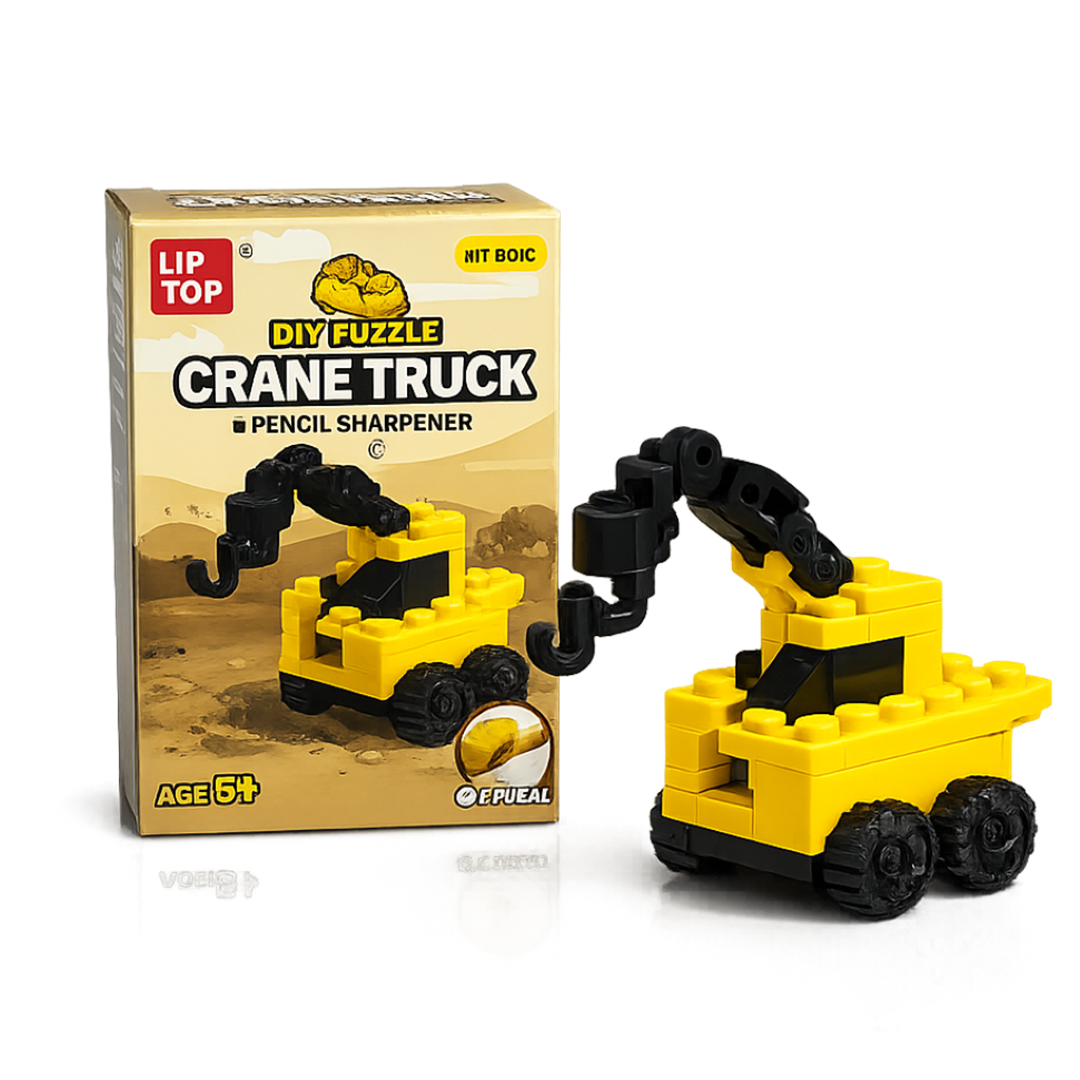 DIY Building Blocks Puzzle Pencil Sharpener for Kids | Cute Jungle Animal Giraffe, Toucan Bird & Construction Vehicle Bulldozer, Crane Truck Desktop Sharpener Toy, Creative Educational Stationery Gift