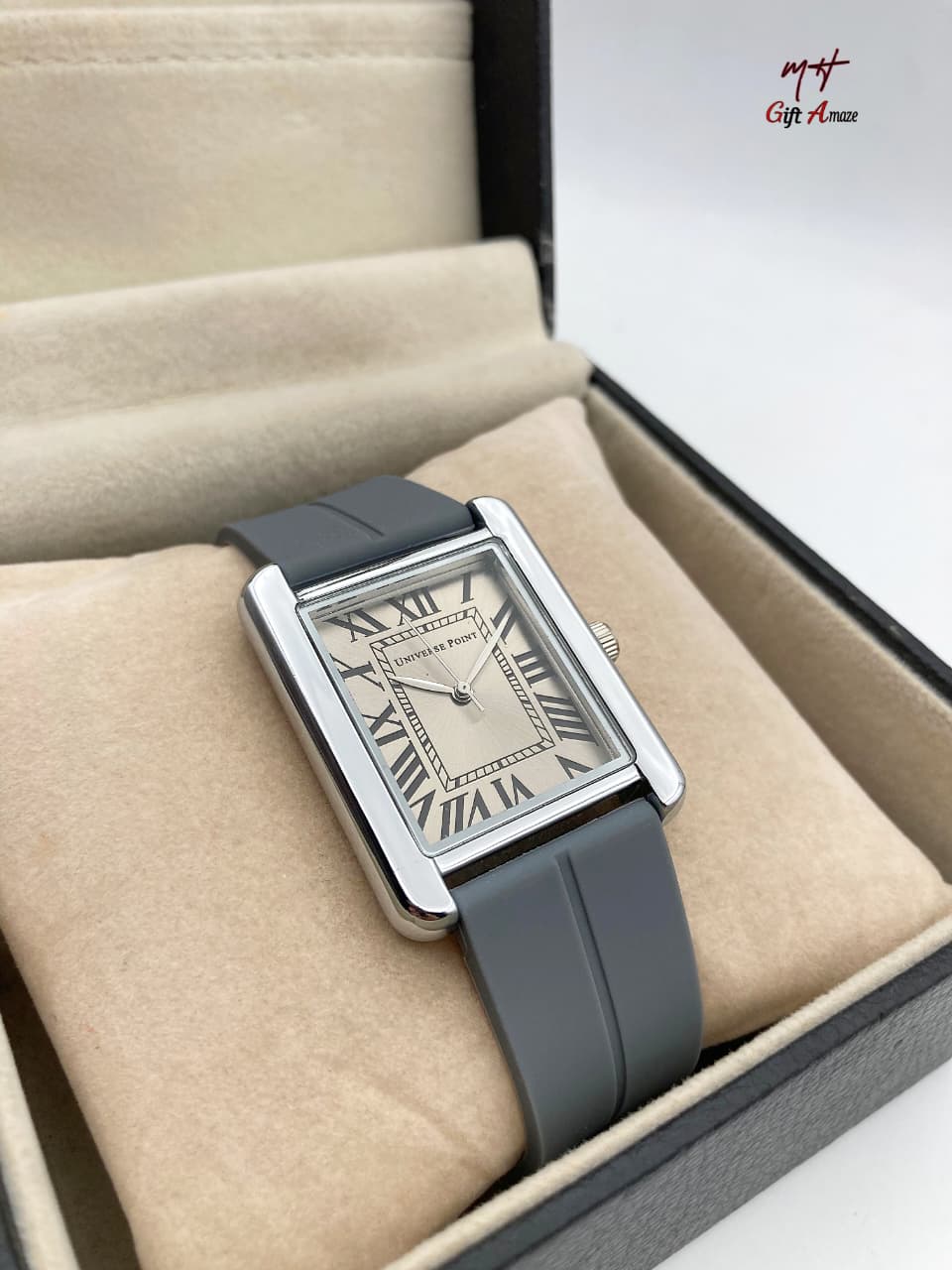 Leather Strap Watch For Men's – Stylish Fashion Quartz Silicone Soft Rubber PU Strap Waterproof Belt - Elegant Business Watches for Boy's in Rectangular Shape Dial Analog Old Money Time Classic Vintage Look For Men With Golden & Silver Case