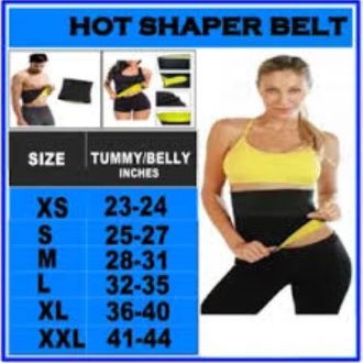 Hot Shaper Slimming Belt for Men and Women - Waist Trainer, Black and Yellow, Neotex Thermal Fabric, Multiple Sizes