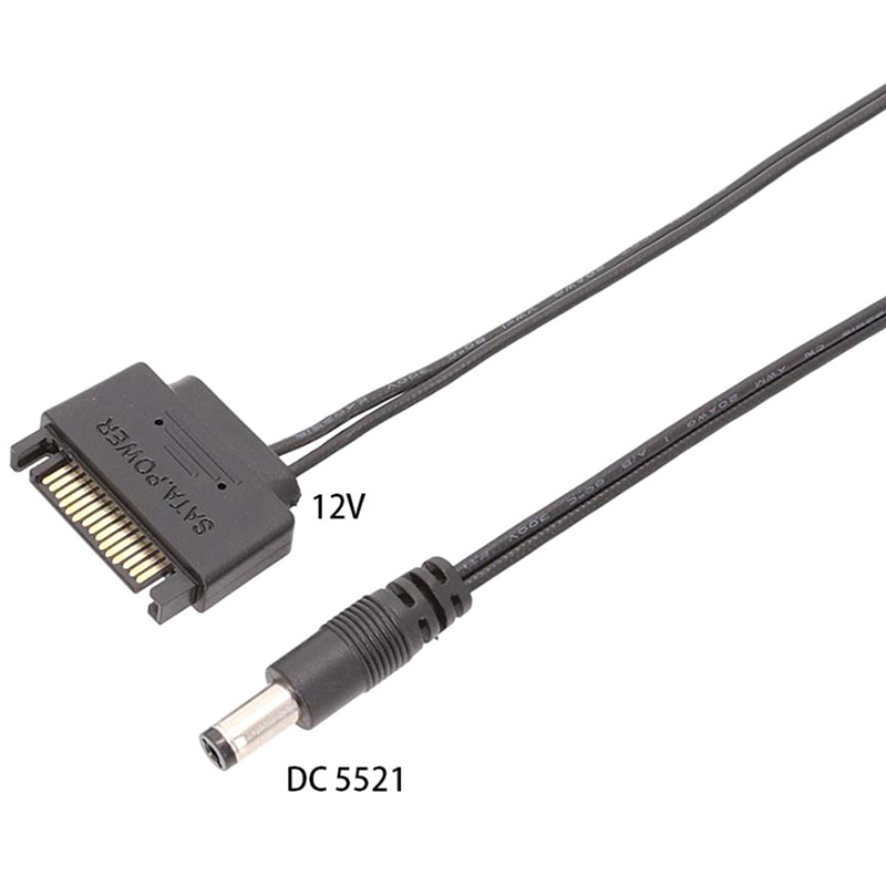 Cavo QIANRENON SATA Maschio A DC 5.5x2.1 Mm - Alimentazione 12V Per LED E Ventole, Lunghezza 1m, 20AWG