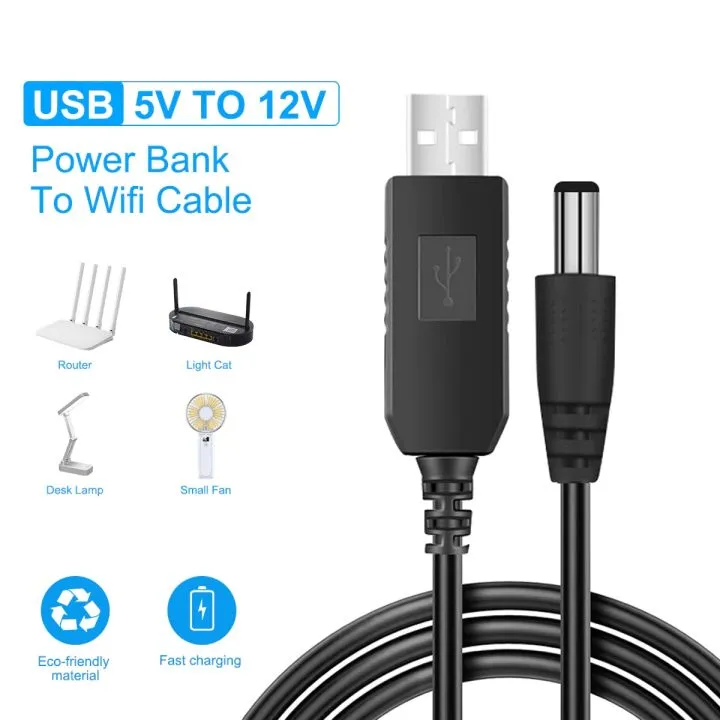 DC USB 5V to 9V/12V Step-Up Cable for WiFi Router by Asan.Shops price in Pakistan
