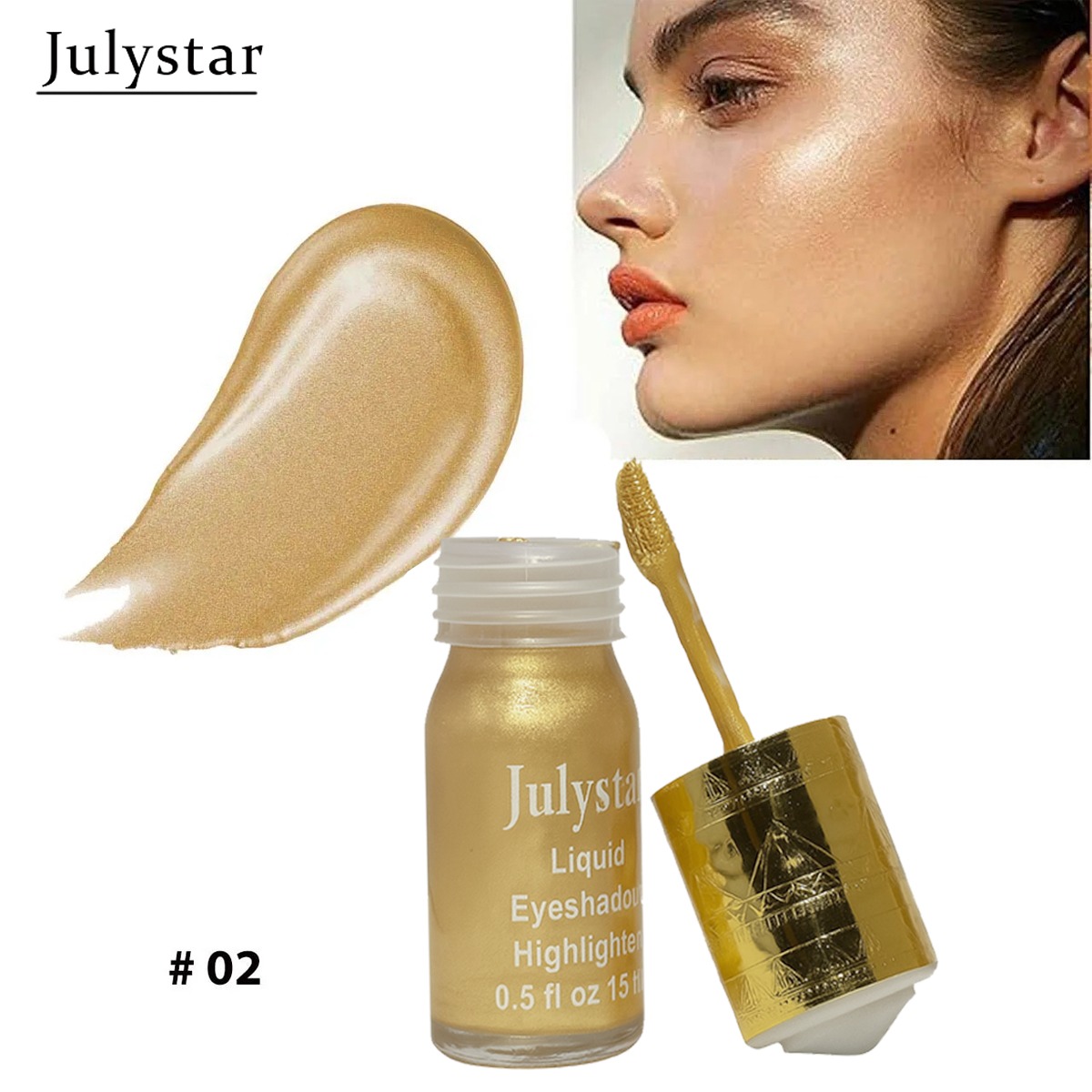 Huxiabeauty Silky Glow Liquid Eyeshadow Highlighter Quick Dray Best Shine  For Girls And Women 15ml