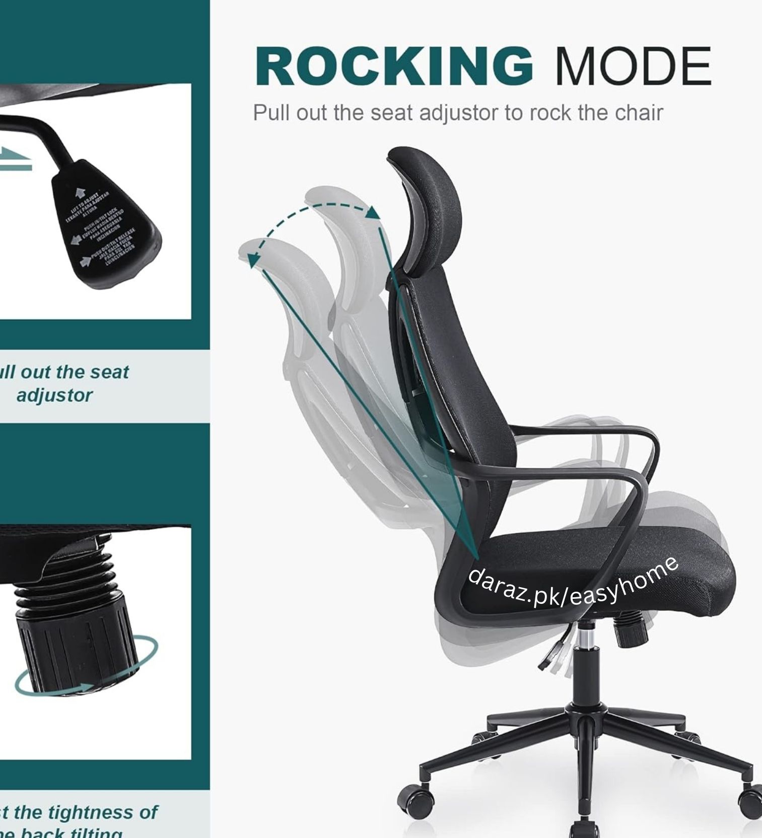 Office Chair Adjustable Computer Swivel Modern Ergonomic home Chair Fabric Mesh Chair with Back Support Arms and Wheels for Home Work and Students Study Black