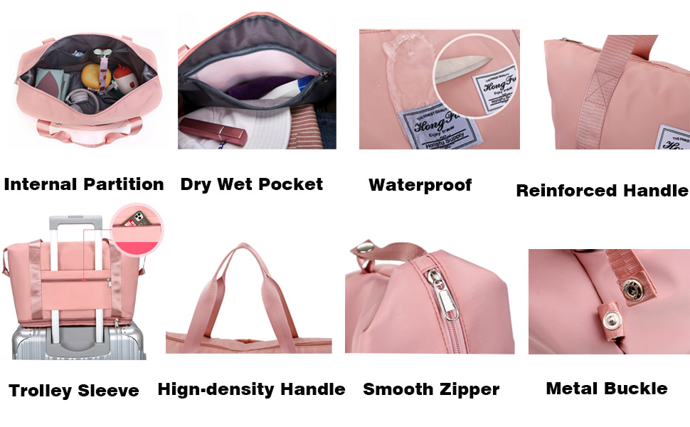 Travel Bag Waterproof Weekender Bags Oxford Cloth Luggages Handbag Shoulder Bag Traveling Bag Dry and Wet Separation Sport Bag Fitness Bag Gym Totes for Men Women (Black)