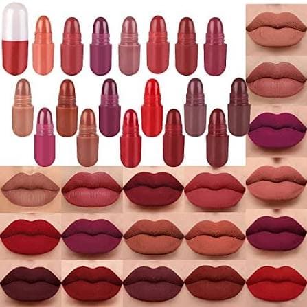 ORGINAL IMPORTED LMG Broths 18 Color Mini Capsule Lipstick Silky & Smooth Texture Matte Lipstick (Travel Size & Portable)
