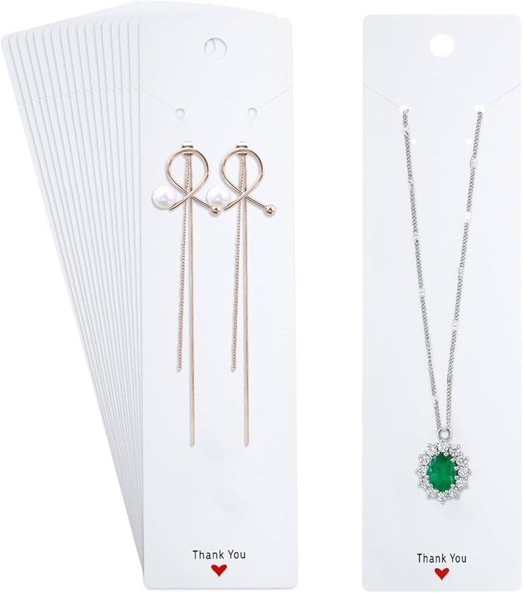 10pcs Necklace Display Cards with 10pcs Clear Polybags – Kraft Jewelry Holder Cards for Necklaces, Pendants & Chainsa