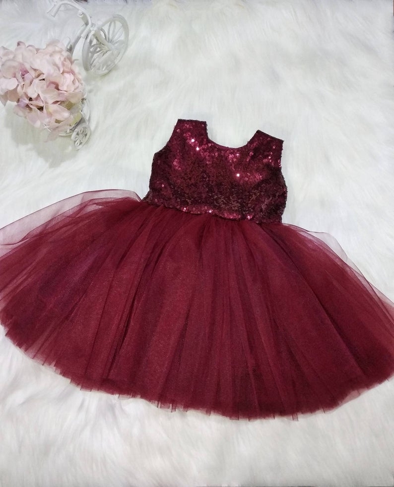 burgundy dress for baby girl