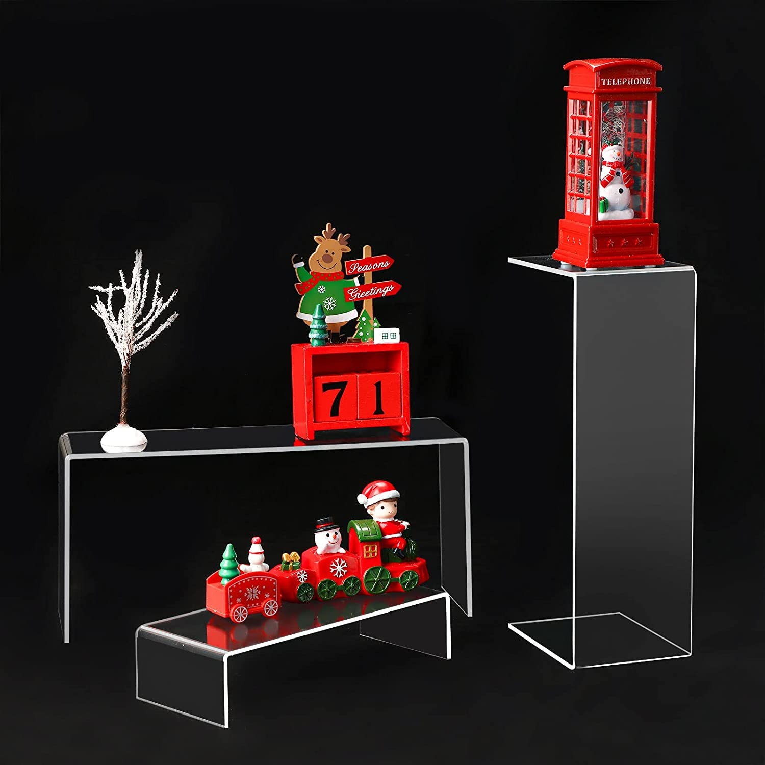 Acrylic Display Riser Stands for Jewlerry, Cosmetics and Action Figure Showcase