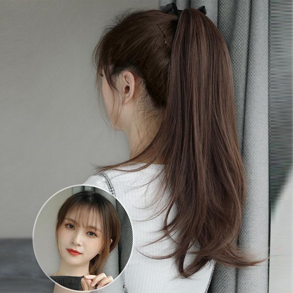 Women Hairpiece Long Straight Clip In Ponytail Pony Tail Hair Extension Wig