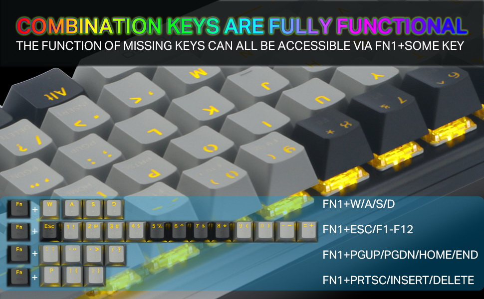 E-YOOSO Z-11 Wired 60% Mechanical Gaming RGB Blue Switches Black Grey Switch 61 Keys Hot Swappable 15 96a4d928ec30dbb2e049f75989458fd7