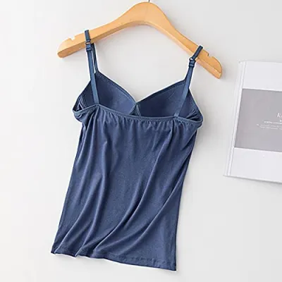 Camisole Padded Long Bra Tank Top Women Modal Spaghetti Solid Cami Top Vest  Female Camisole With Built In Bra Fitness