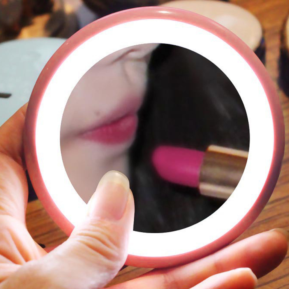 LED Mirror For Makeup - Portable Round Make Up Cosmetic Mirror