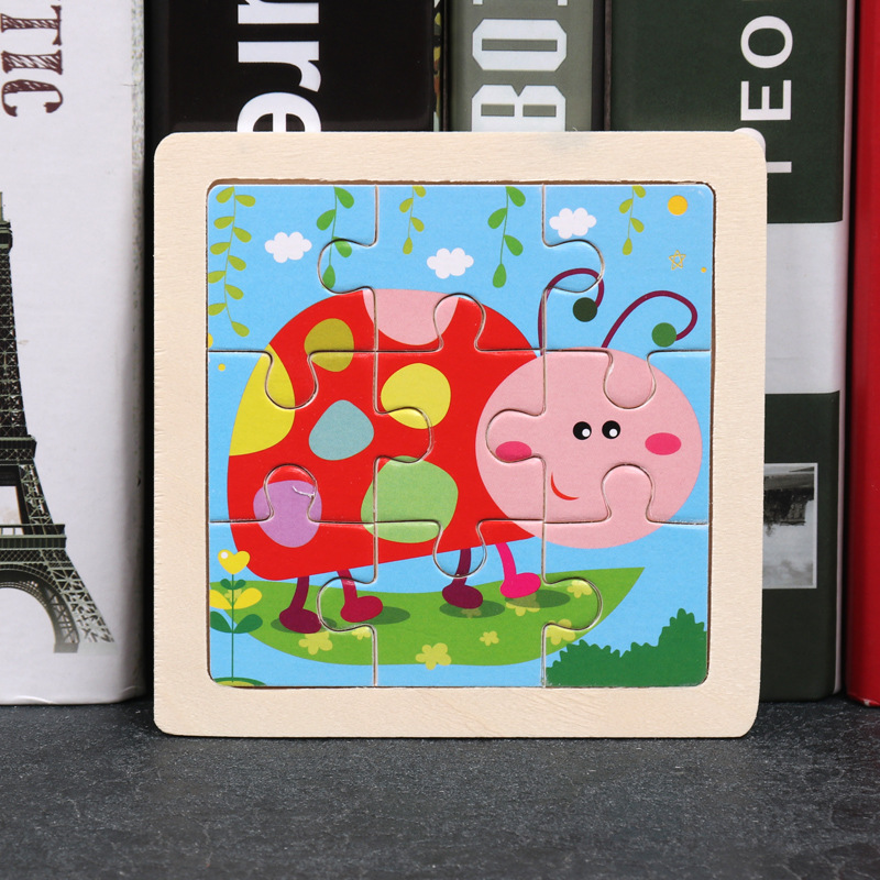 Montessori Wooden Picture Puzzles for Kids — 12 Colourful Animal Boards, 9-Piece Each for Hand-Eye & Problem Solving