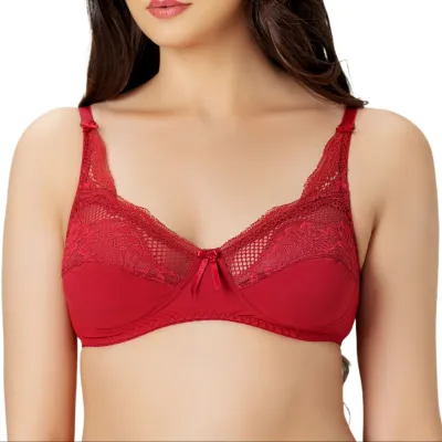 Bebelle, Romance Forever, Bra for girls and women, Formal Bra, Poly Jersey  Lace, Maroon, B Cup