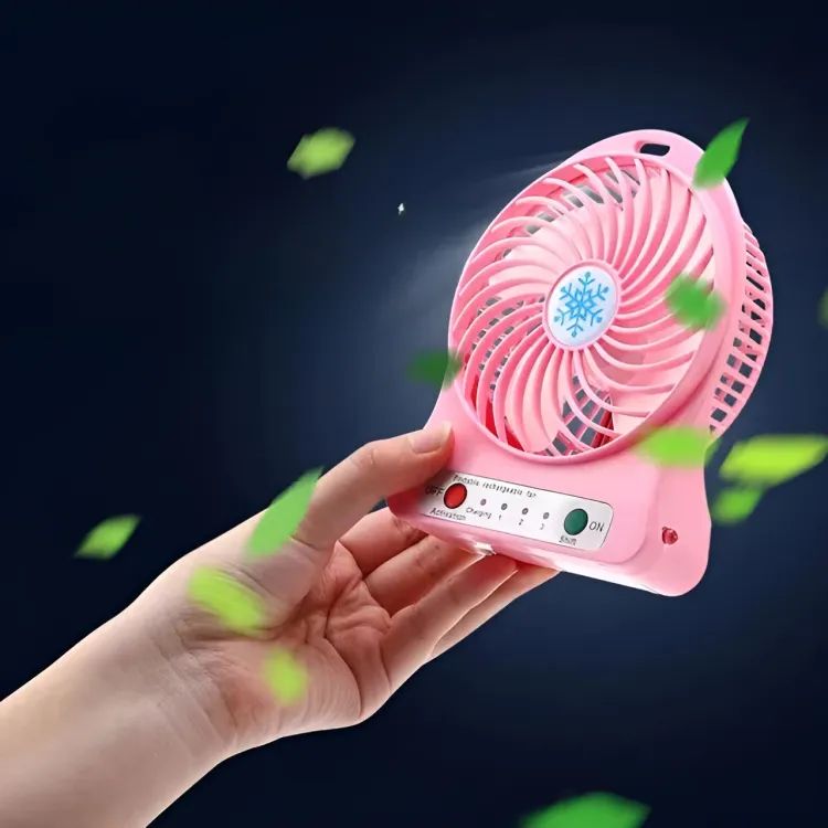 Mini Portable Rechargeable Fan, Handheld Desk Cooling Fan with Torch