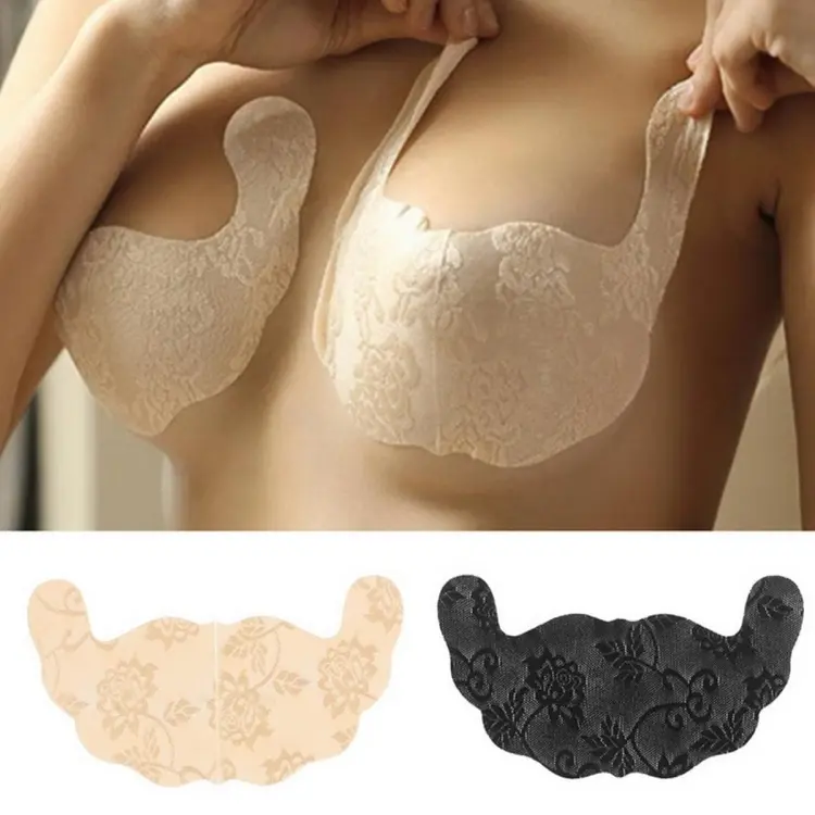 Cheap Self Adhesive Strapless Bandage Blackless Solid Bra Stick Gel  Silicone Push Up women's underwear