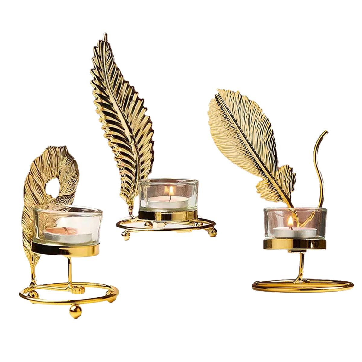 One piece European Golden Iron Candle holder glass Table Decorative candleholder chandelier candle Candlestick centre table centerpieces