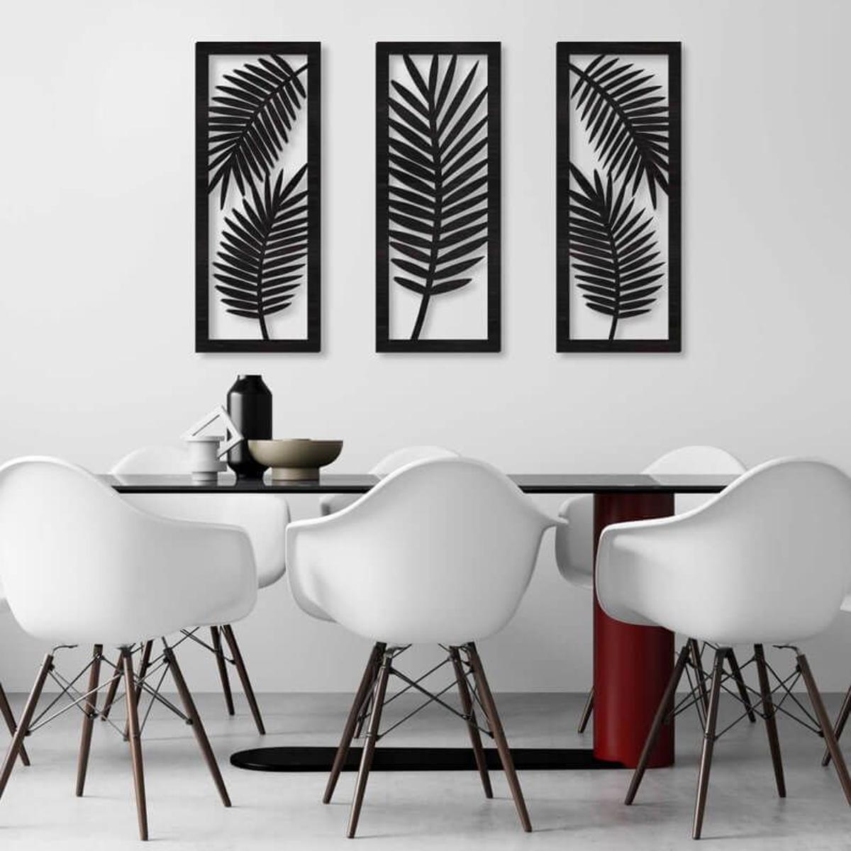 Set of 3 Palm Leaf Wooden Wall Art Room Decoration Designs, Modern Wall Art for Home and Office Spaces