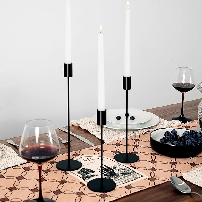 3 in 1 Candle Holder Stand for home office and dinning table decoration Black and Gold Color