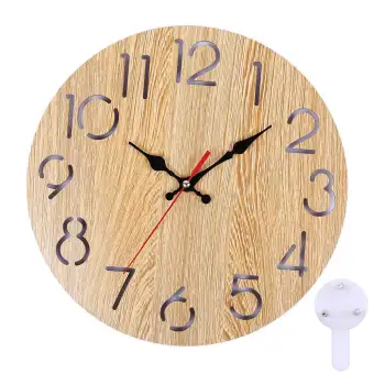 Goglor 12 Inch Wooden Wall Clock Silent Non Ticking Battery