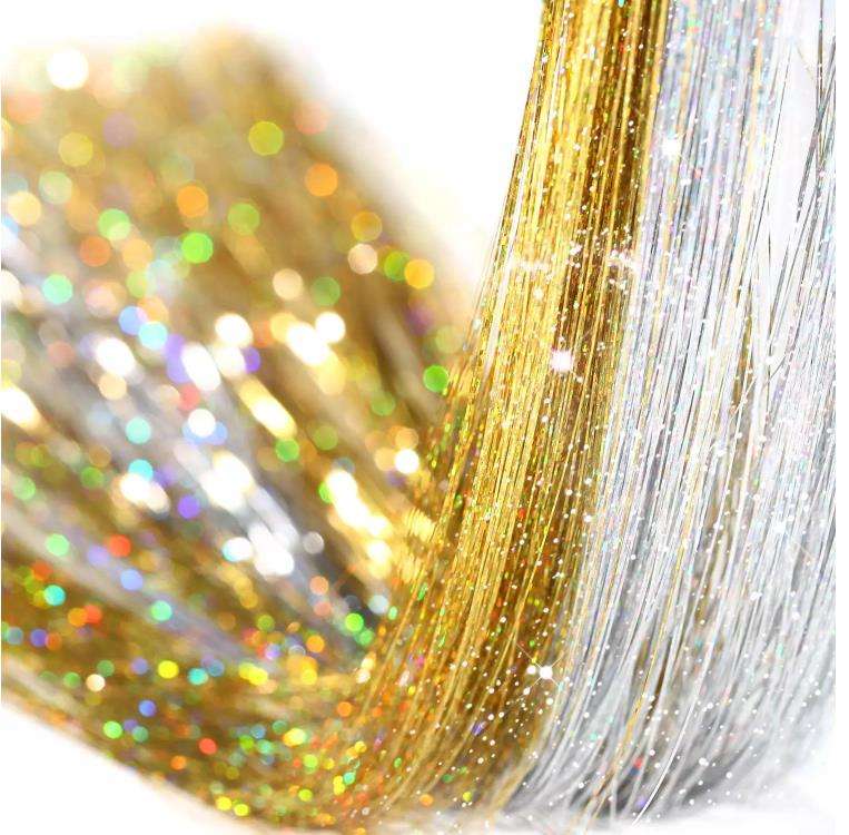 Glitter Hair Tinsel Extensions | Shiny Sparkle Hair Strands | Party, Festival & Fashion Hair Accessories | Multiple Colors