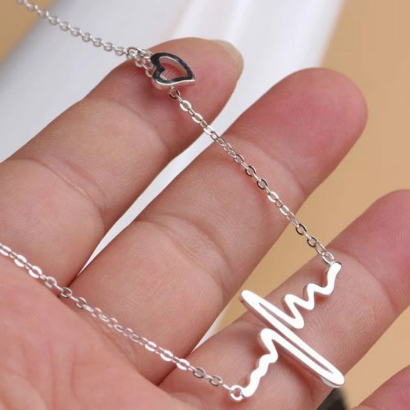 ECG Heart Beat Necklace For Girls & Women - Silver & Gold Color