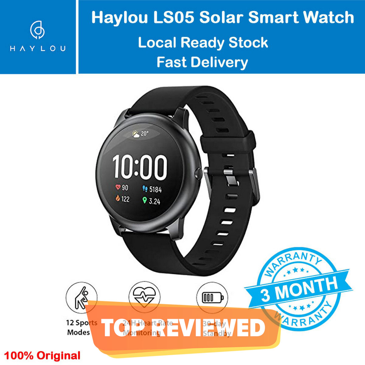 Haylou Smart Watch Solar LS05 Global Version Black