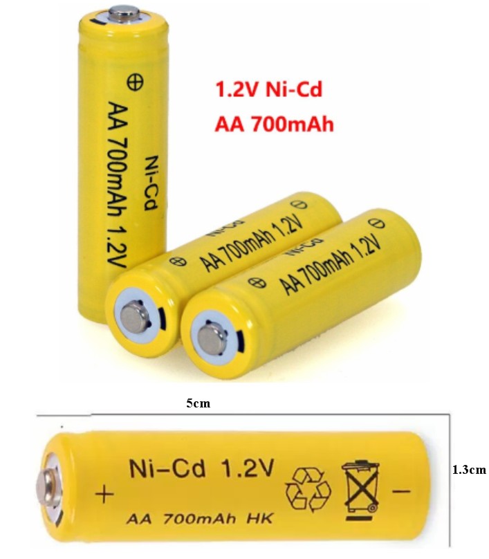 3pcs Rechargeable 1.2V 700mAh AA NiCd cell