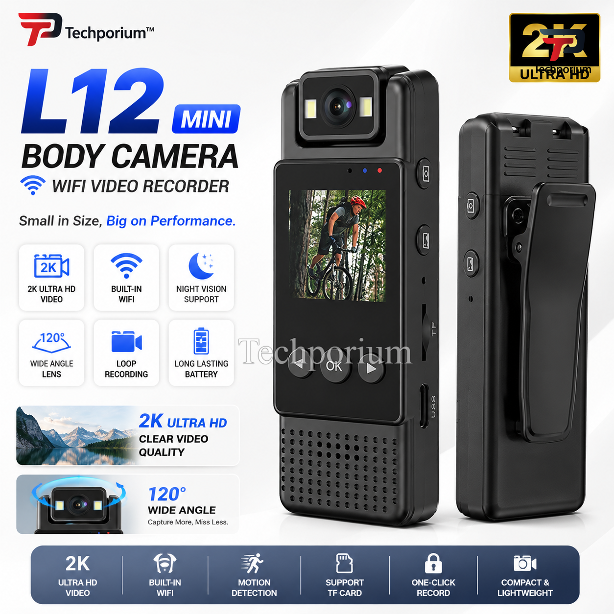 L12 Mini WiFi 1080P HD Body Camera Wearable Video Recorder Night Vision Compact Security Cam Police Guards Travel Personal Monitoring Portable Action Cam YouTube TikTok Live Streaming
