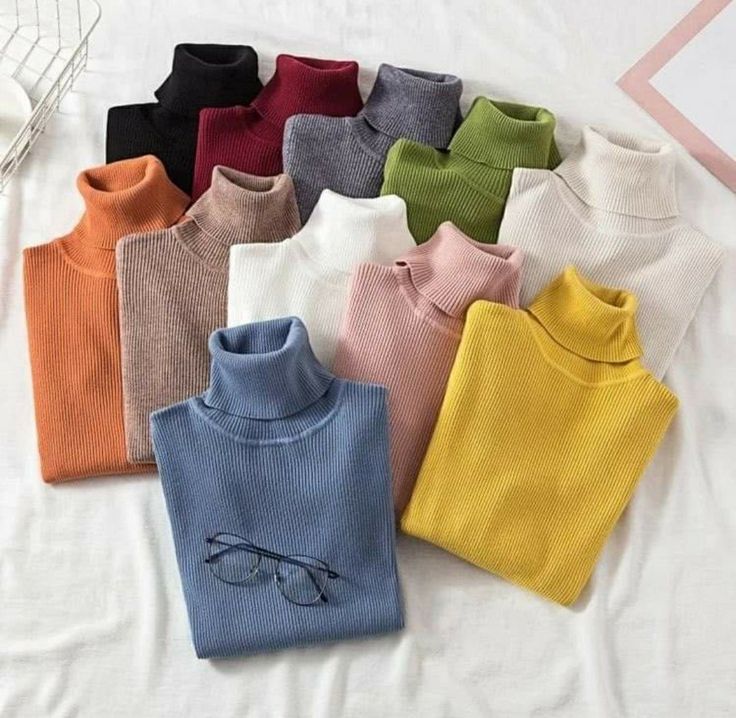 Hi - Neck  or Turtle Neck  Pack of 2   Plain random colors  Sweaters & Cardigans for Girls and Women especially for colder weather