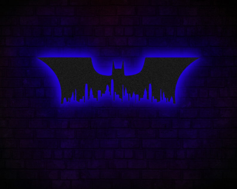 Batman-Inspired LED Wall Art Light with Multi-Color Option, 7mm Thick, Laser Cut, for Gaming and Home Decor