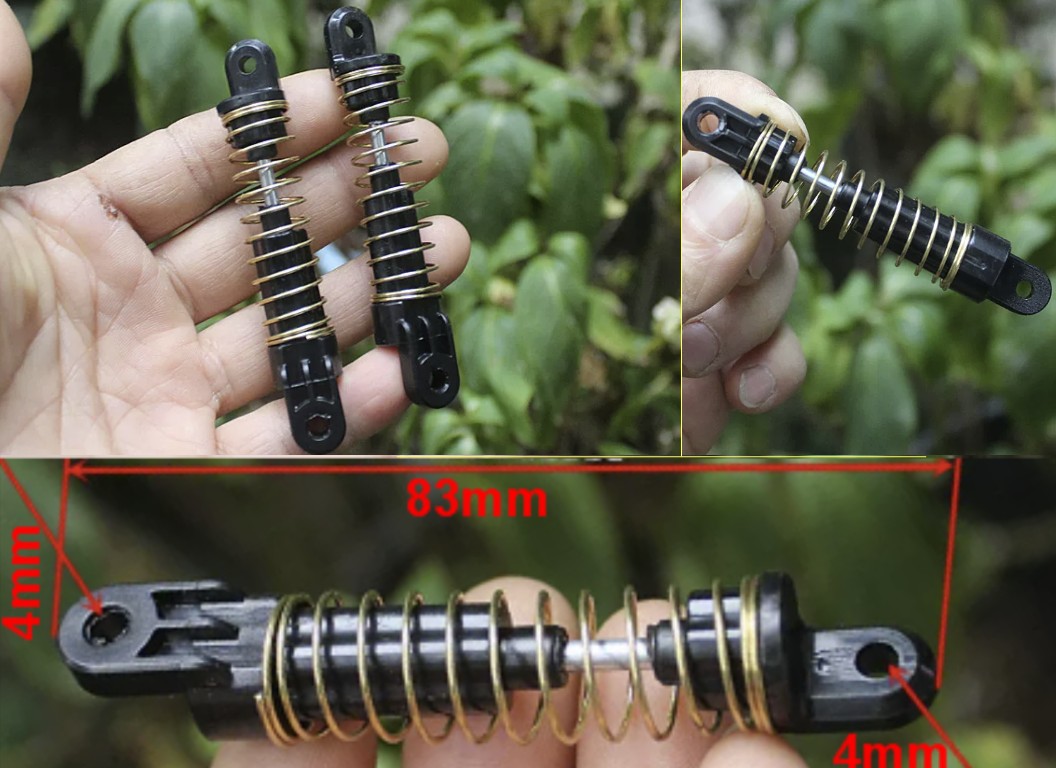 Set of 2pcs 83mm RC Shock Absorber Assembly (4mm Bore) | DIY Robot Car & Climbing Off-Road Vehicle Accessories