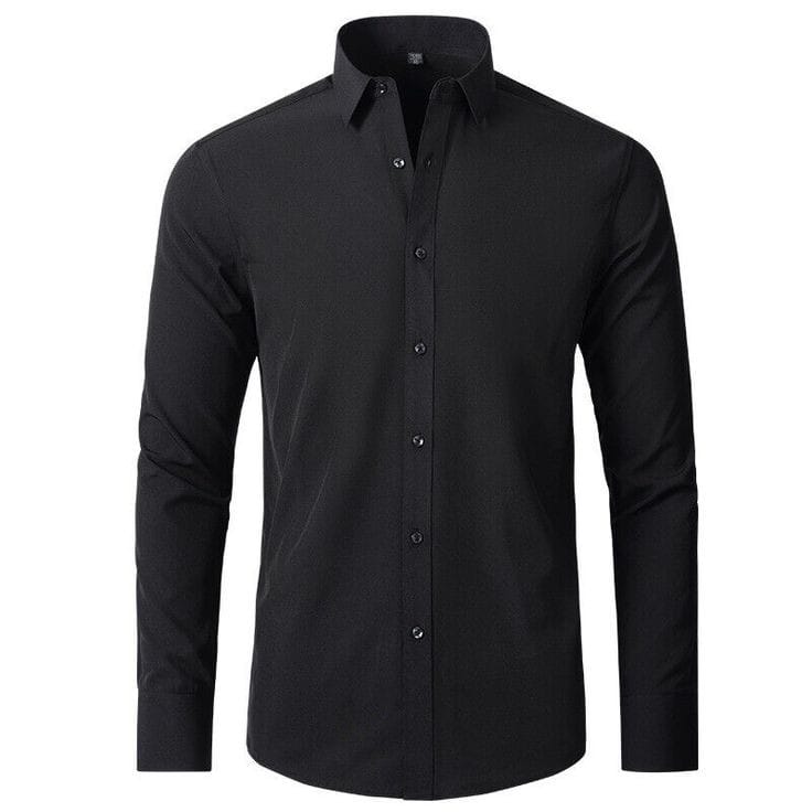 Men's long sleeve black shirt with under white T-shirt
