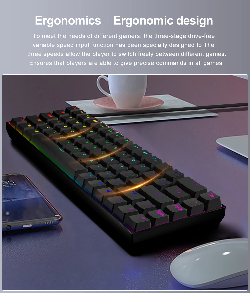 E-YOOSO Z-686 RGB 65% Wired Mechanical Keyboard White 68 Keys Hot Swappable Red Switches 16 9704d21f61a9cce650304abb89481e26