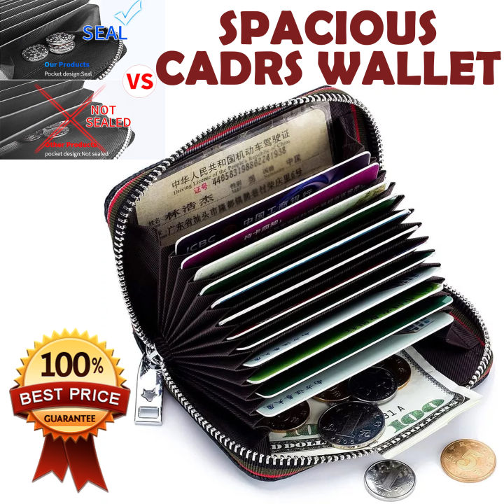 Genuine Men’s Women’s Credit Card Holder Zipper Wallet – Imported Travel purse Wallet – High Quality Cash Card Money Holding Wallets – Portable ATM Card Cash Holder – Male Female Best Cardholder – Best Compatible Size Pocket Friendly Space Saving Wallets
