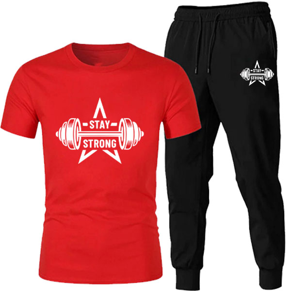 Vinyl Stay Strong Gym Summer Printed Tracksuit For Men (Tshirt and Trouser)