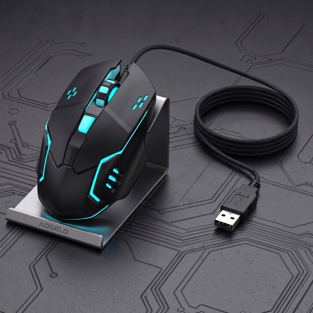 Panorama Wired Gaming Mouse RGB with Adjustable dpi - 6 Button Optical Mice with Mouse Pad for PC, Computer, Gaming, Laptop, Pubg, Mobile - Black and White