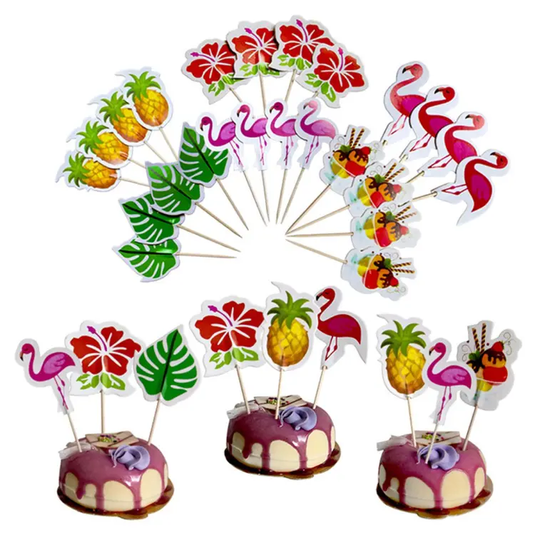 4pcs/set Paper Cake Topper, Funny Tropical Leaf Design Cake Top Decoration  For Party | SHEIN