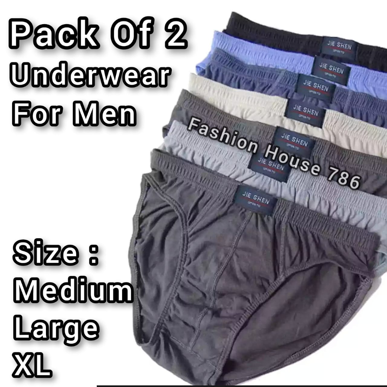 Pack Of 2- Pure Cotton Underwear For Men - Economy Men'S Underwear - Multicolour - Men Underwear Boys Underwear Boys Brief Men Briefs 786 - Stay Comfy With Pure Cotton Underwear