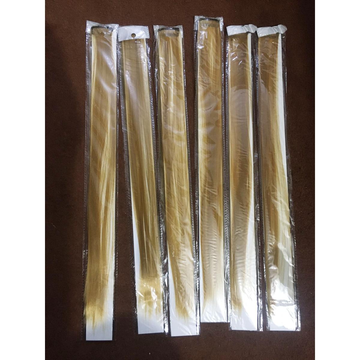 6 single clip blonde-golden Hair extension for girls
