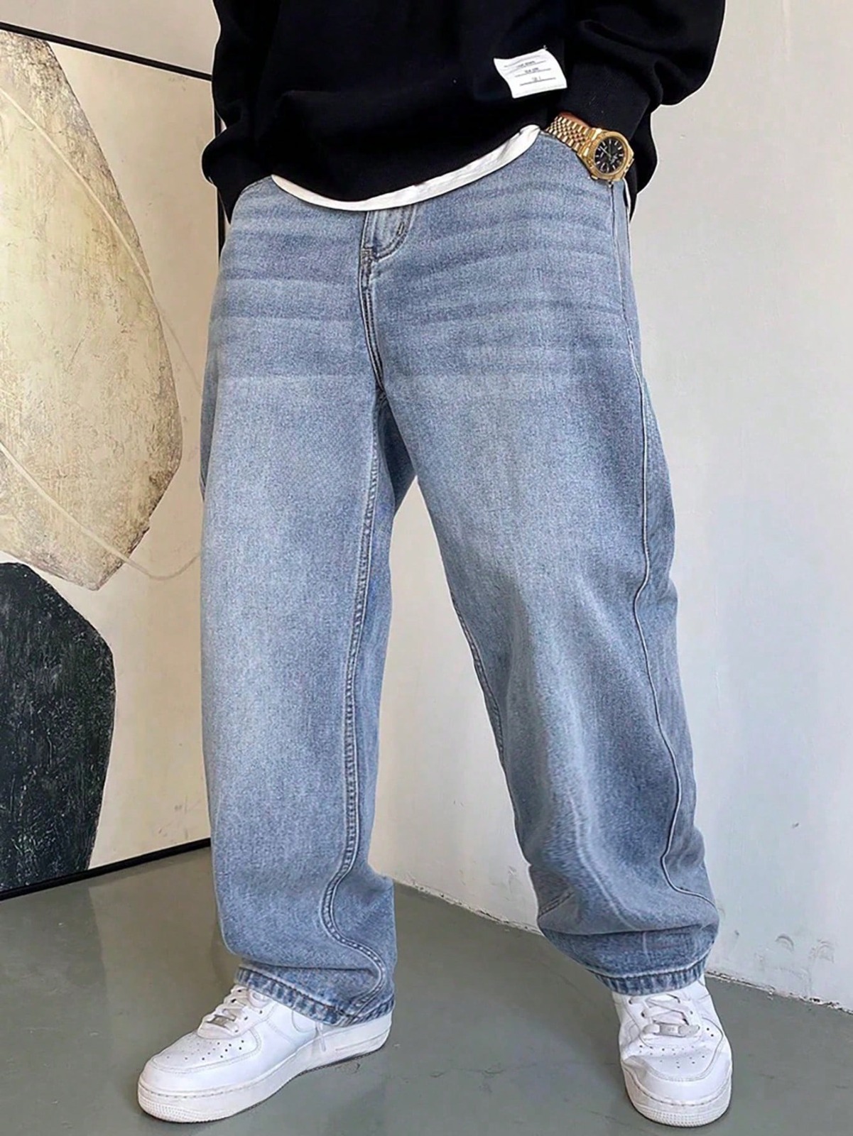 ramazan offer Wide Leg  Baggy Relaxed Straight Loose Bottom denim jeans pants for Men 26 to 46 waist