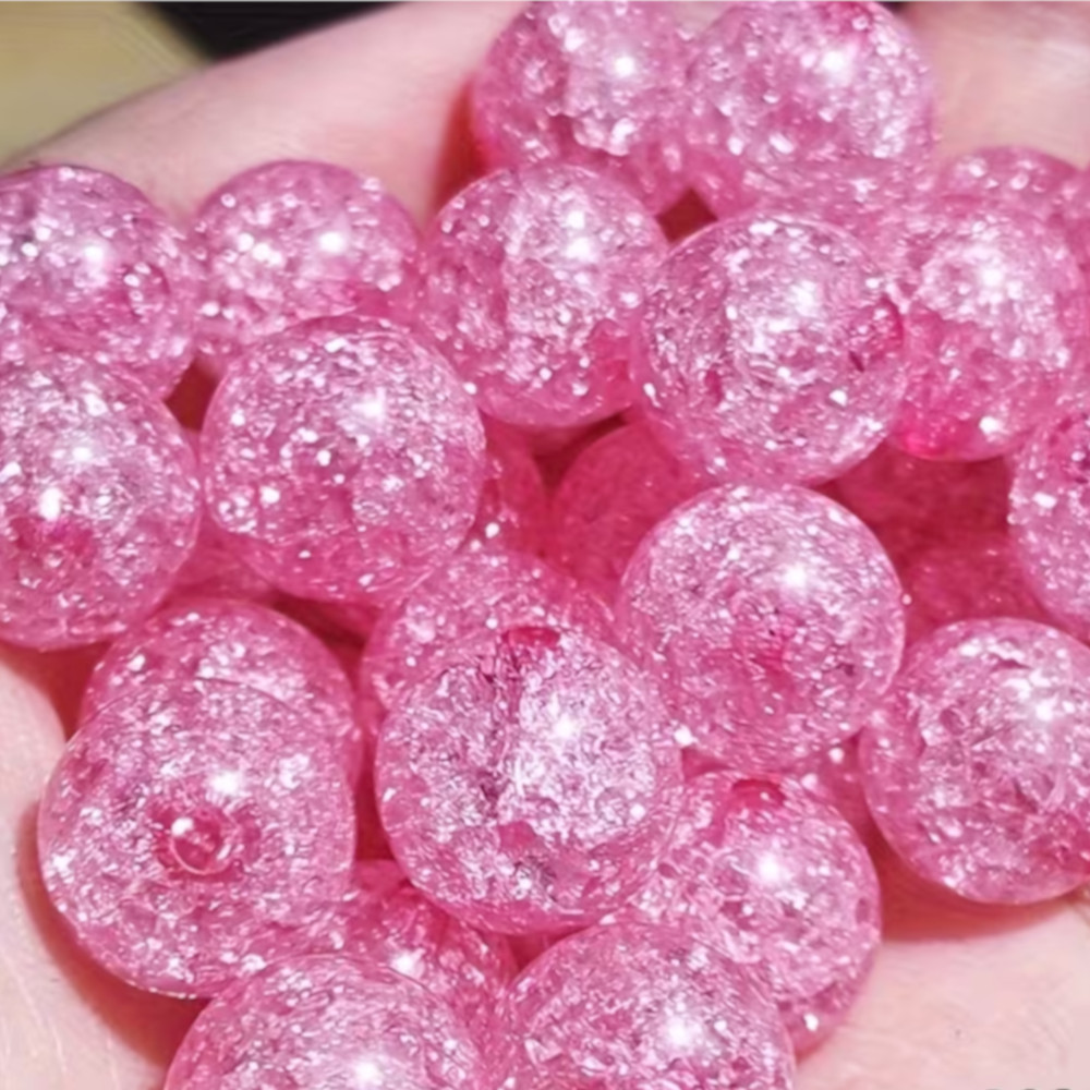 100pcs 8mm Round Glass Crackle Beads – Solid Color Sparkling Spacer Beads for Jewelry Making, DIY Bracelets & Necklaces