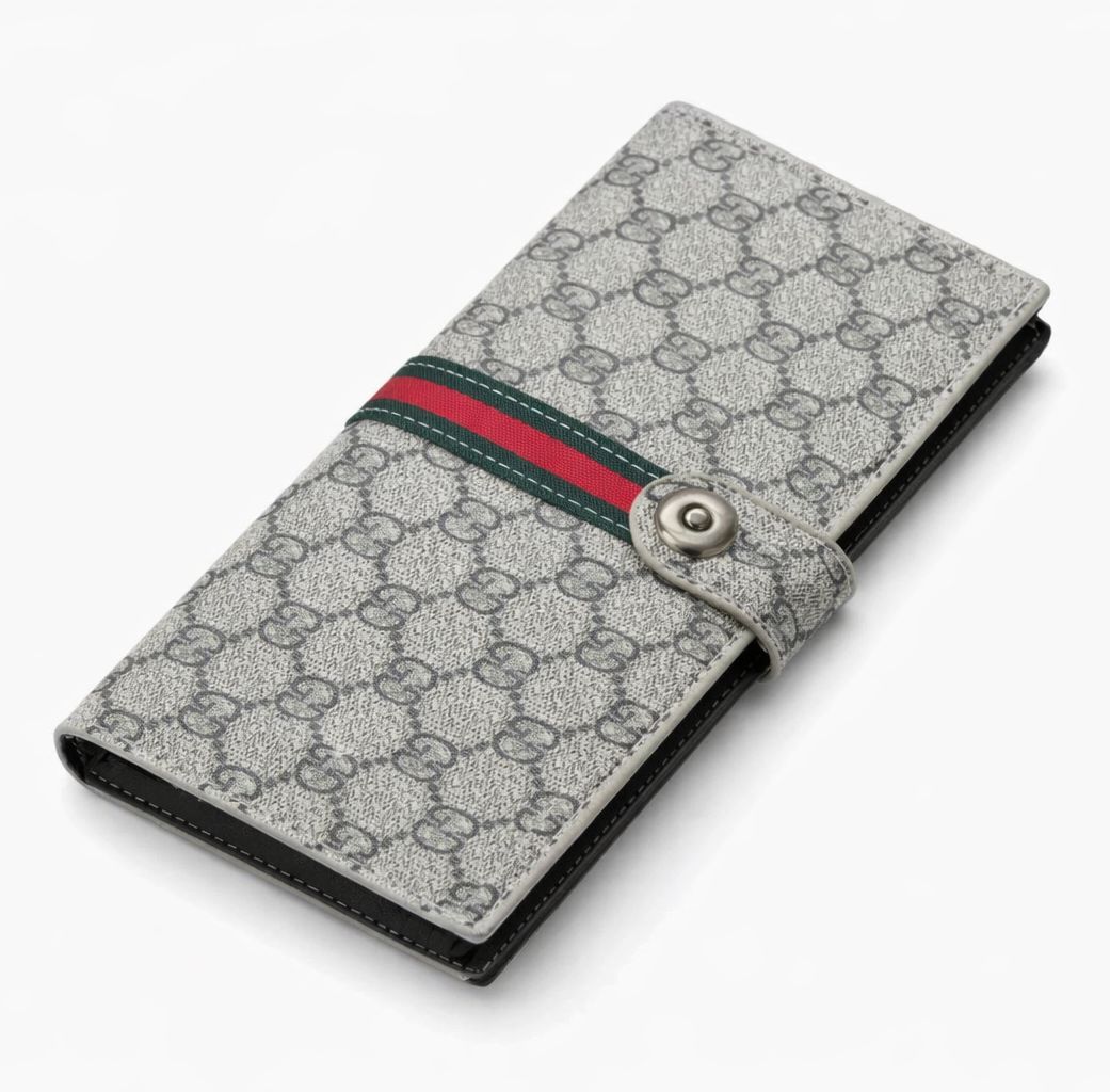 Premium Long Designer Logo Wallet for Boys & Girls – Stylish Dark Brown & Off White Clutch for Young Generation in Pakistan – Large Capacity Card Holder with Mobile Pocket, Cash Compartment, Coin Zipper & SIM Slots – Trendy Fashion Wallet for Daily Use, C