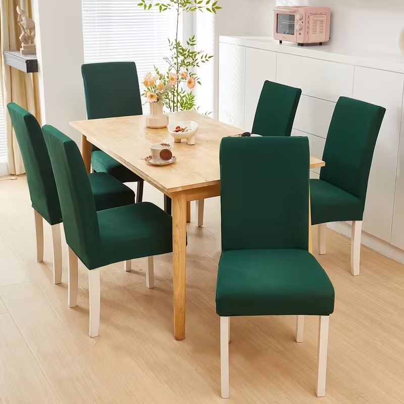 Dining Chair Cover Set 4 Pc, 6 Pc and  Elastic Fitted Solid Color Jersey Cover Comfortable Chair Cover For Dining Room