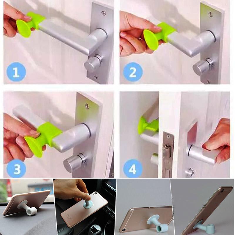 6X4.5CM Silver Door Stops 4pcs Home Mute Stopper Antibump Holder Gears